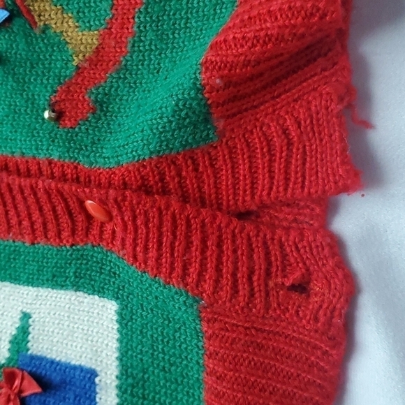 Kids Ugly Christmas Button up Cardigan Acrylic & Wool - Picture 8 of 15